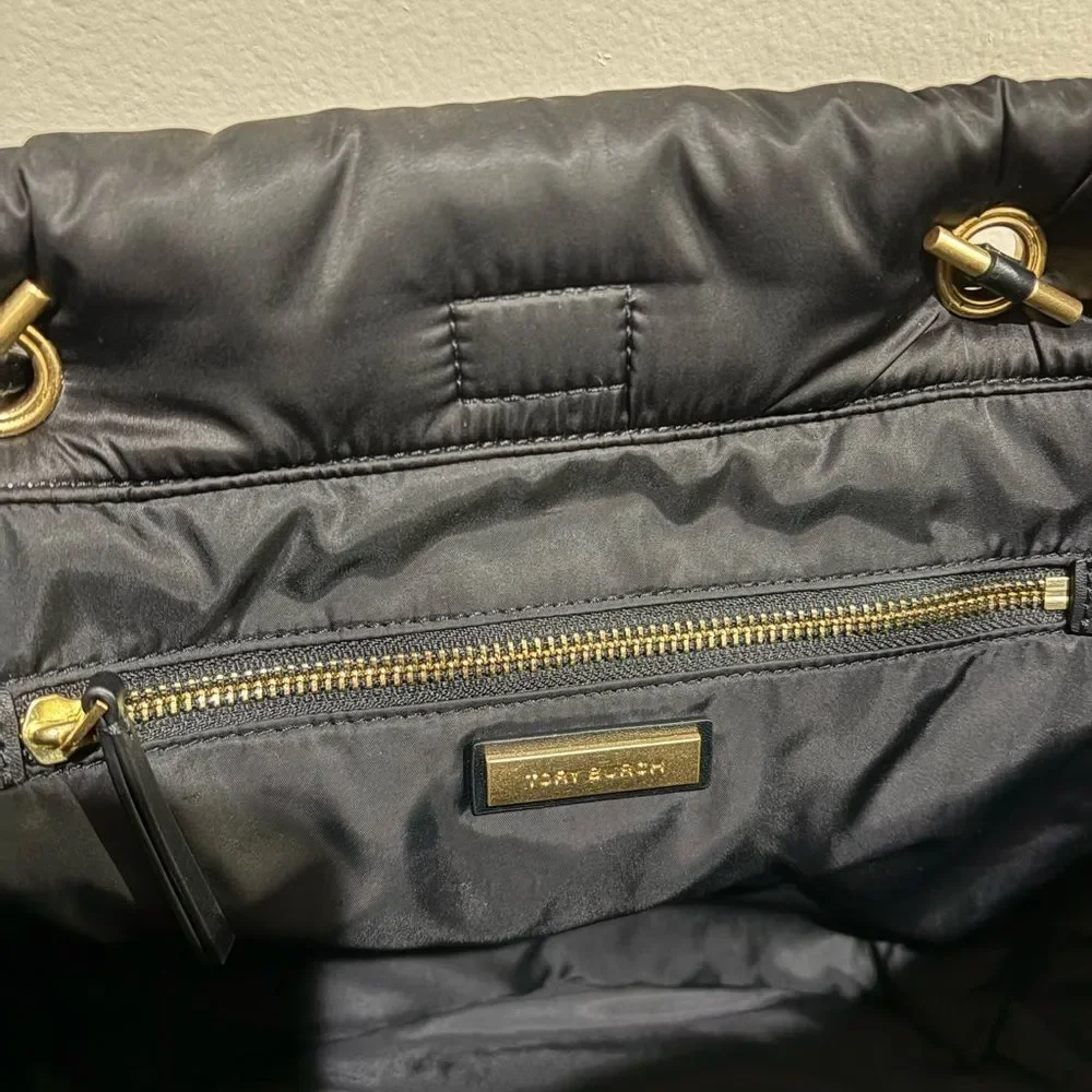 New Tory Burch ELLA PUFFY CHAIN TOTE BLACK